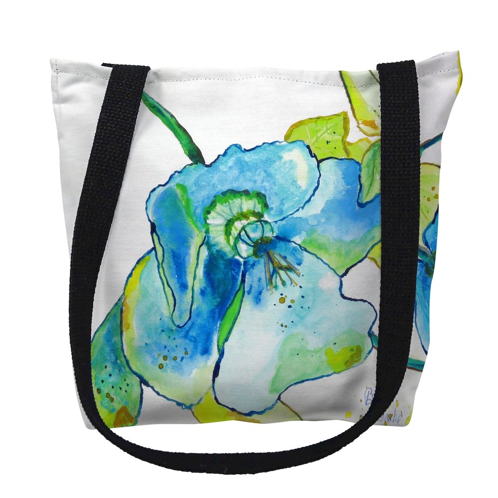 Blue Hibiscus Medium Tote Bag 16x16. Picture 1