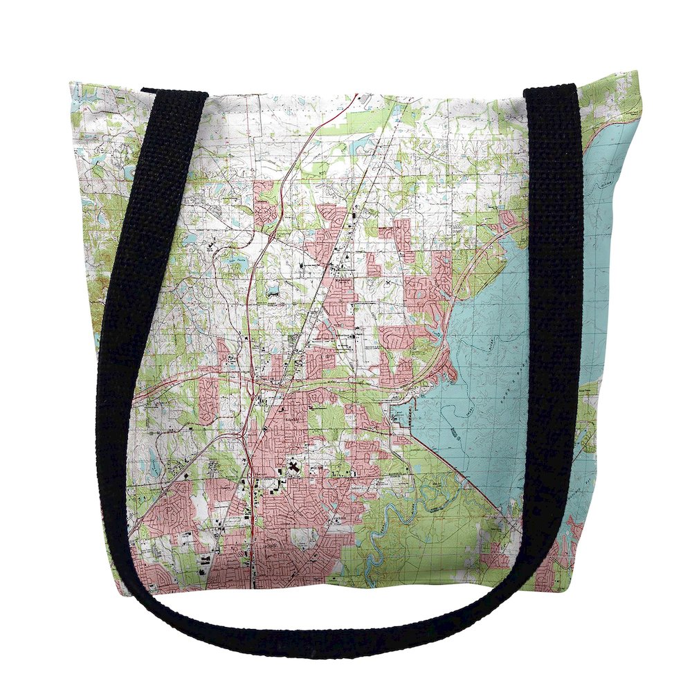 Ross Barnett Reservoir, Pearl River, MS Nautical Map Medium Tote Bag 16x16. Picture 1