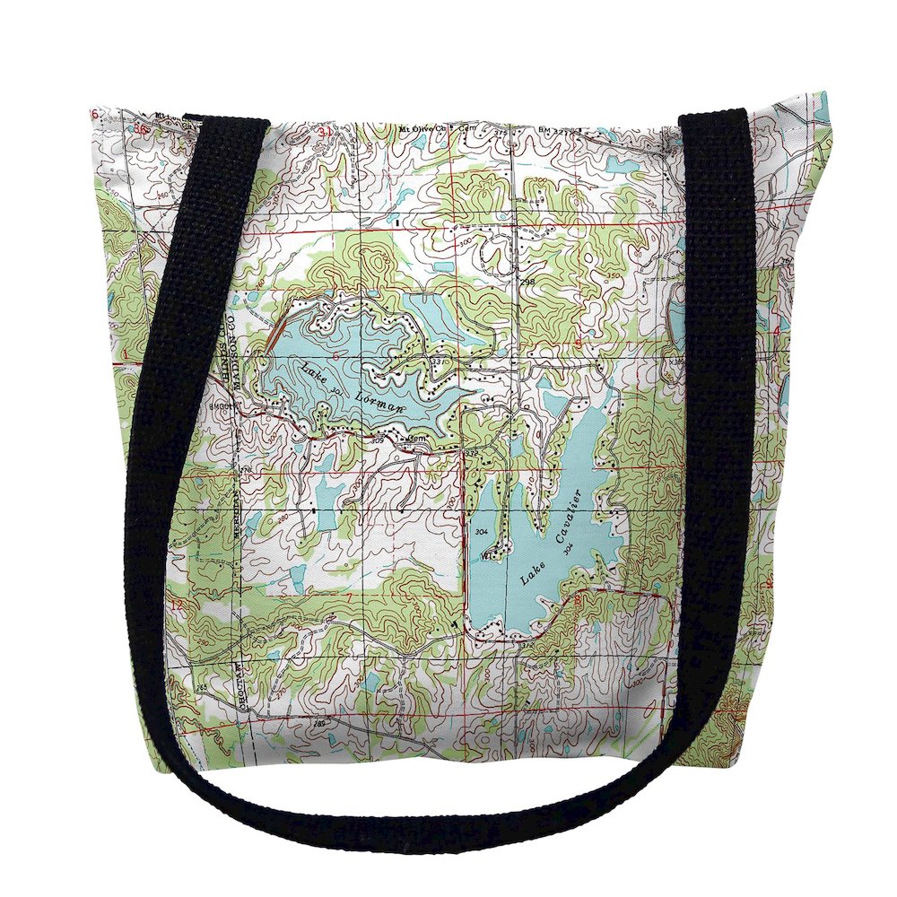 Lake Cavalier & Lake Norman, MS Nautical Map Medium Tote Bag 16x16. Picture 1