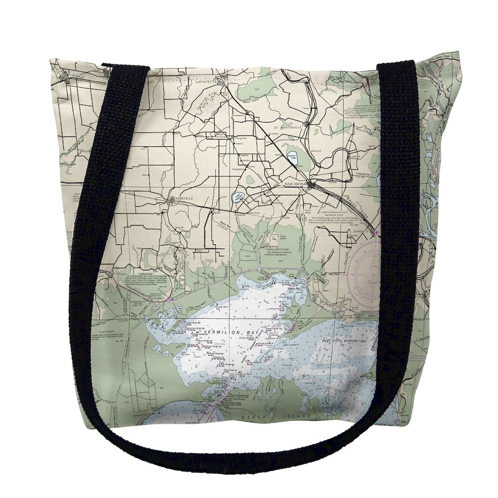 Vermilion Bay, LA Nautical Map Medium Tote Bag 16x16. Picture 1