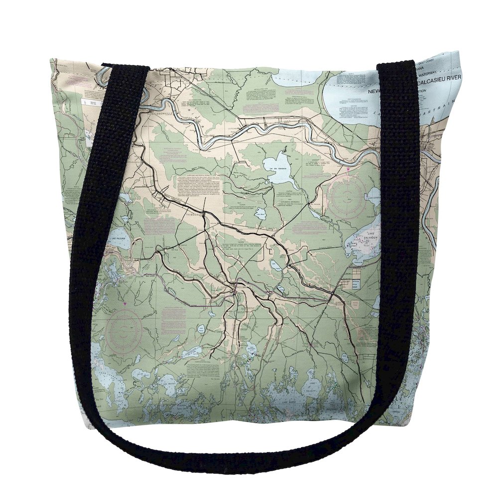 New Orleans to Calcasieu River, LA Nautical Map Medium Tote Bag 16x16. Picture 1