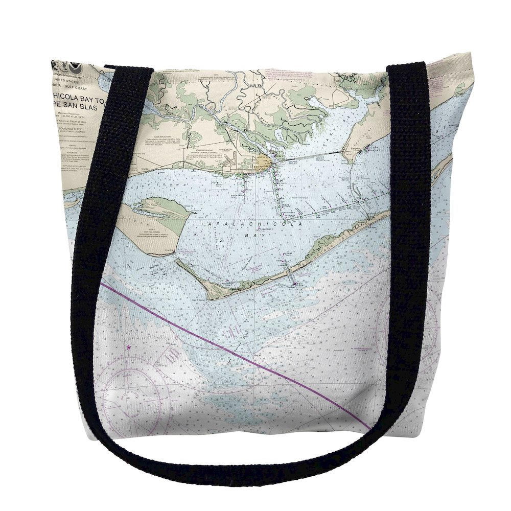 St George Island, FL Nautical Map Medium Tote Bag 16x16. Picture 1