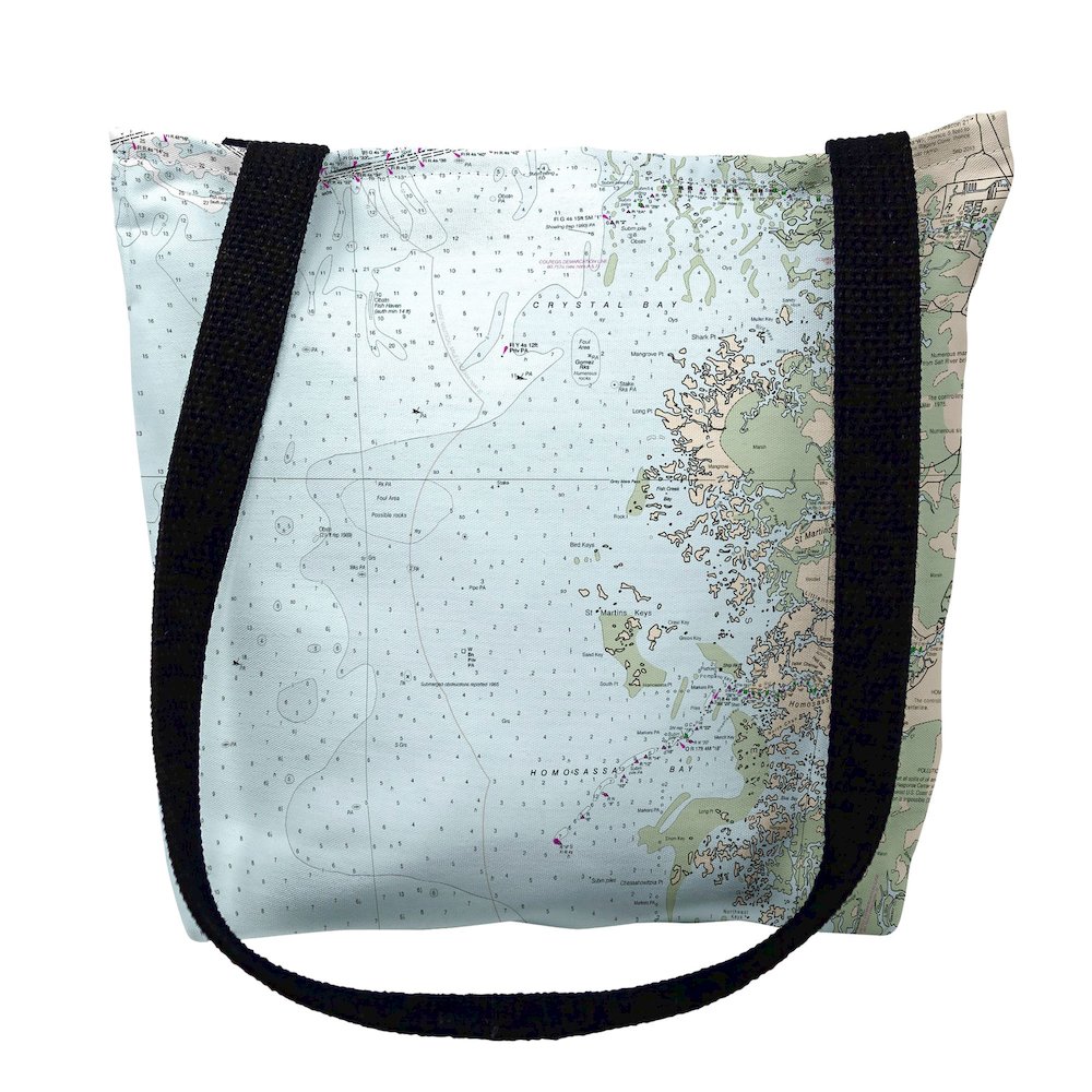 Crystal River, FL Nautical Map Medium Tote Bag 16x16. Picture 1
