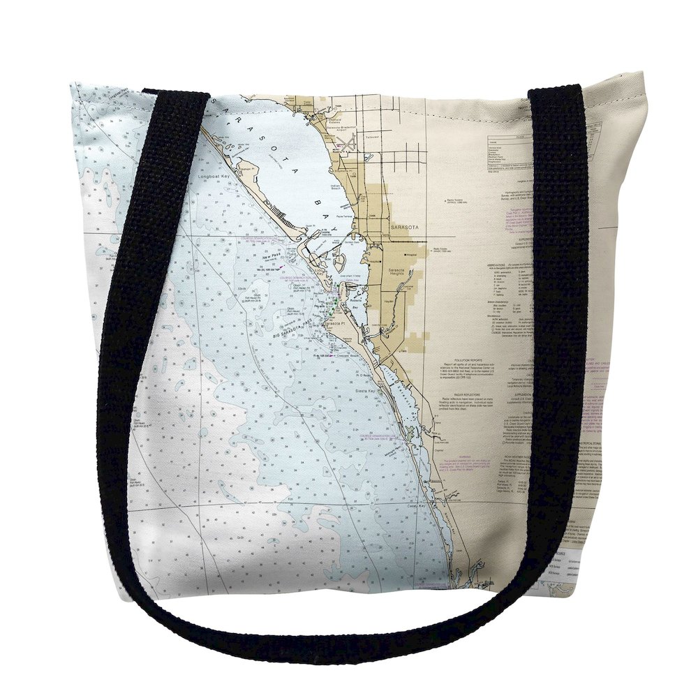 Venice - Lemon Bay to Passage Key Inlet, FL Nautical Map Medium Tote Bag 16x16. Picture 1