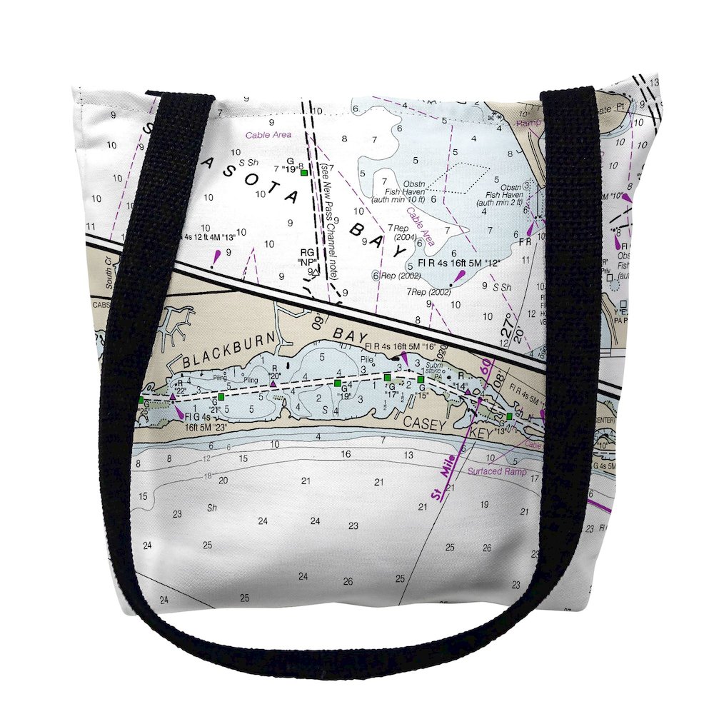 Blackburn Bay, FL Nautical Map Medium Tote Bag 16x16. Picture 1