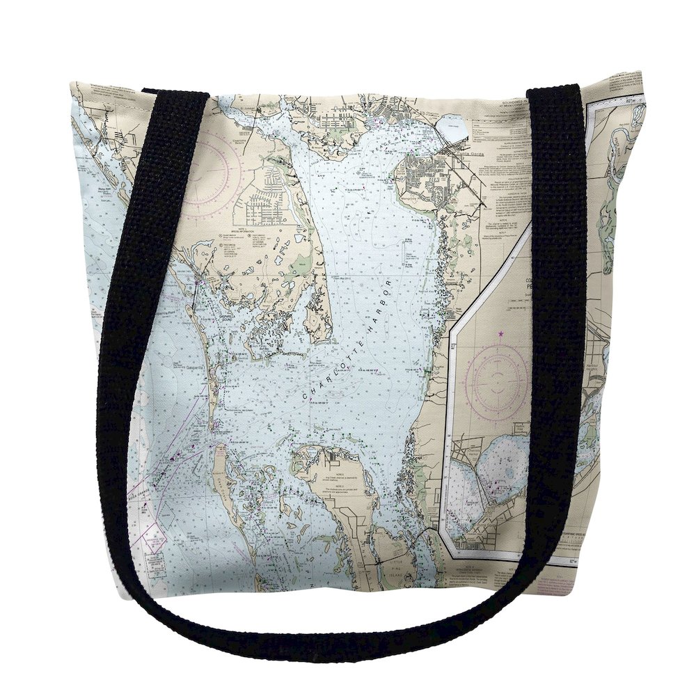 Charlotte Harbor, FL Nautical Map Medium Tote Bag 16x16. Picture 1