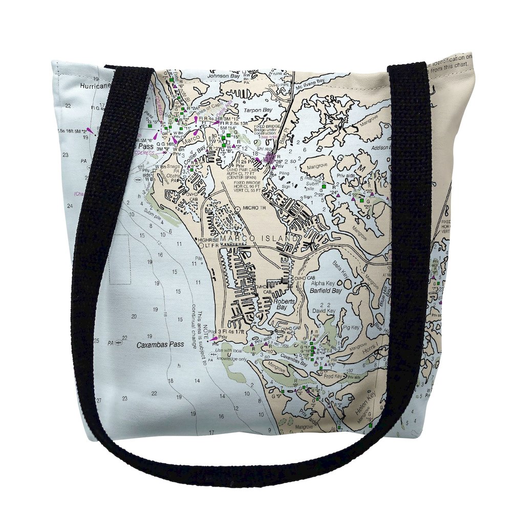 Marco Island, FL Nautical Map Medium Tote Bag 16x16. Picture 1