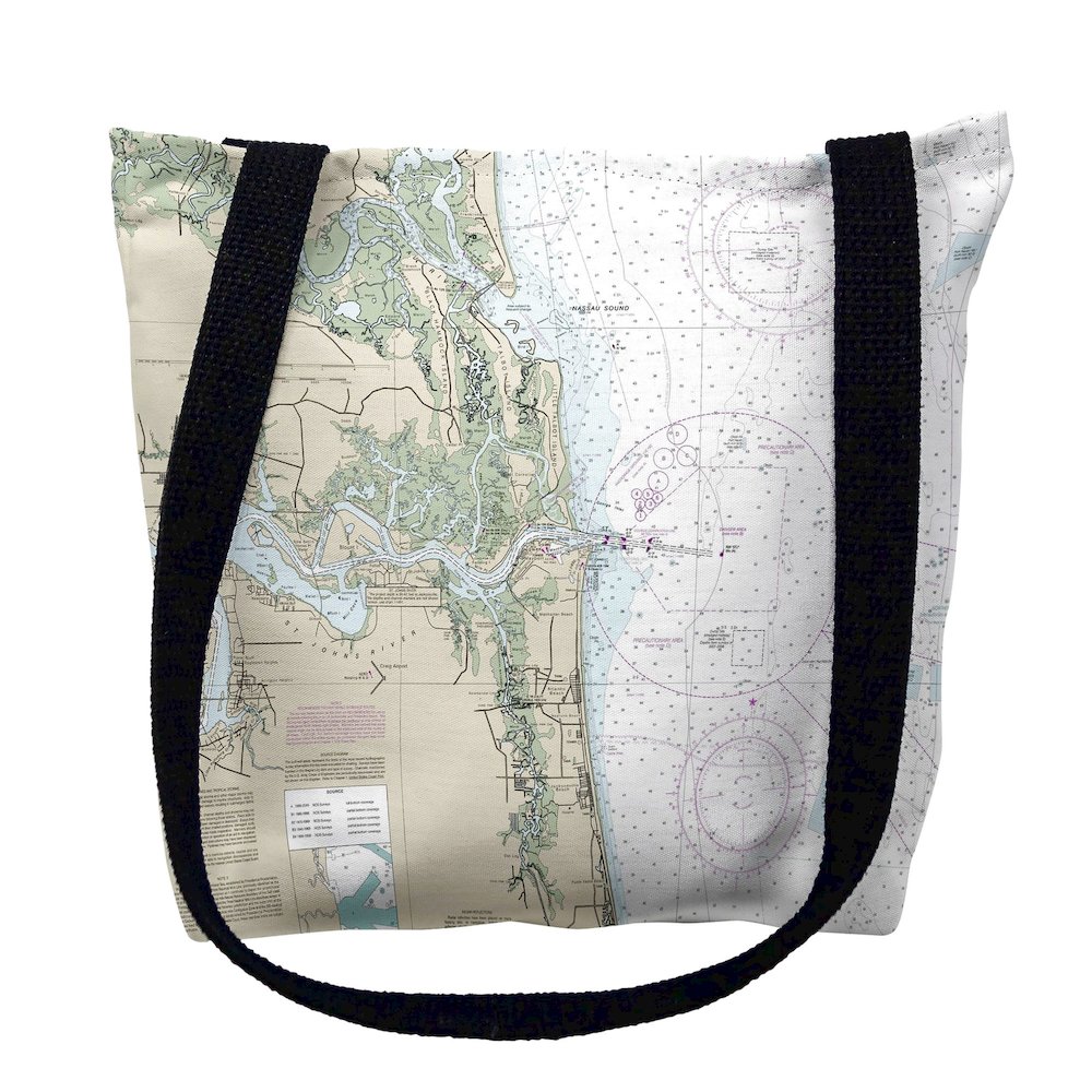 Jacksonville, FL Nautical Map Medium Tote Bag 16x16. Picture 1