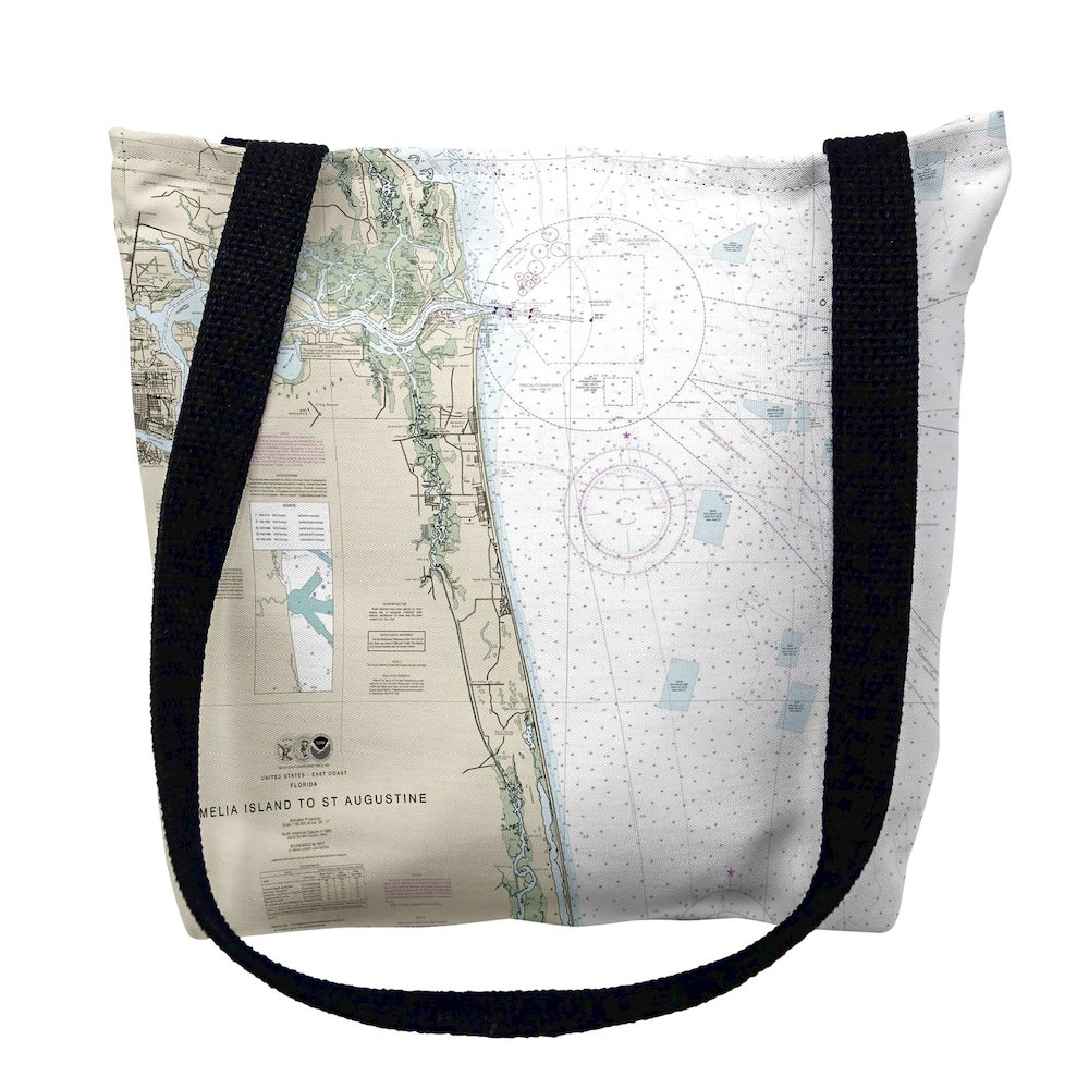 Amelia Island to Saint Augustine, FL Nautical Map Medium Tote Bag 16x16. Picture 1