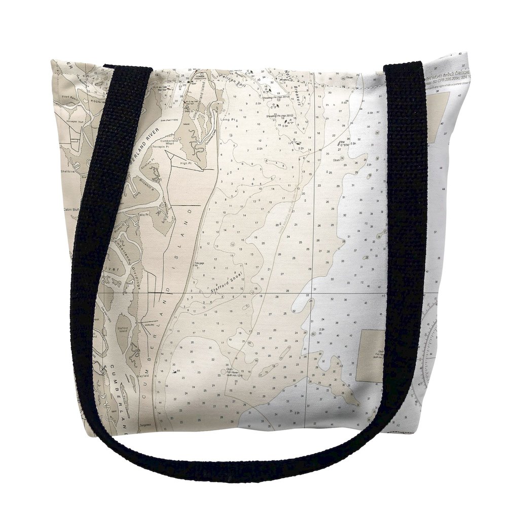 Cumberland River & Cumberland Island, GA Nautical Map Medium Tote Bag 16x16. Picture 1