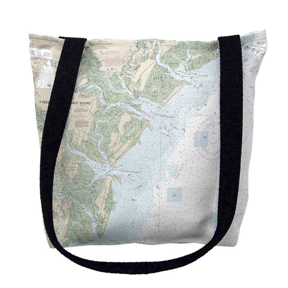 Tybee Island to Doboy Sound, GA Nautical Map Medium Tote Bag 16x16. Picture 1