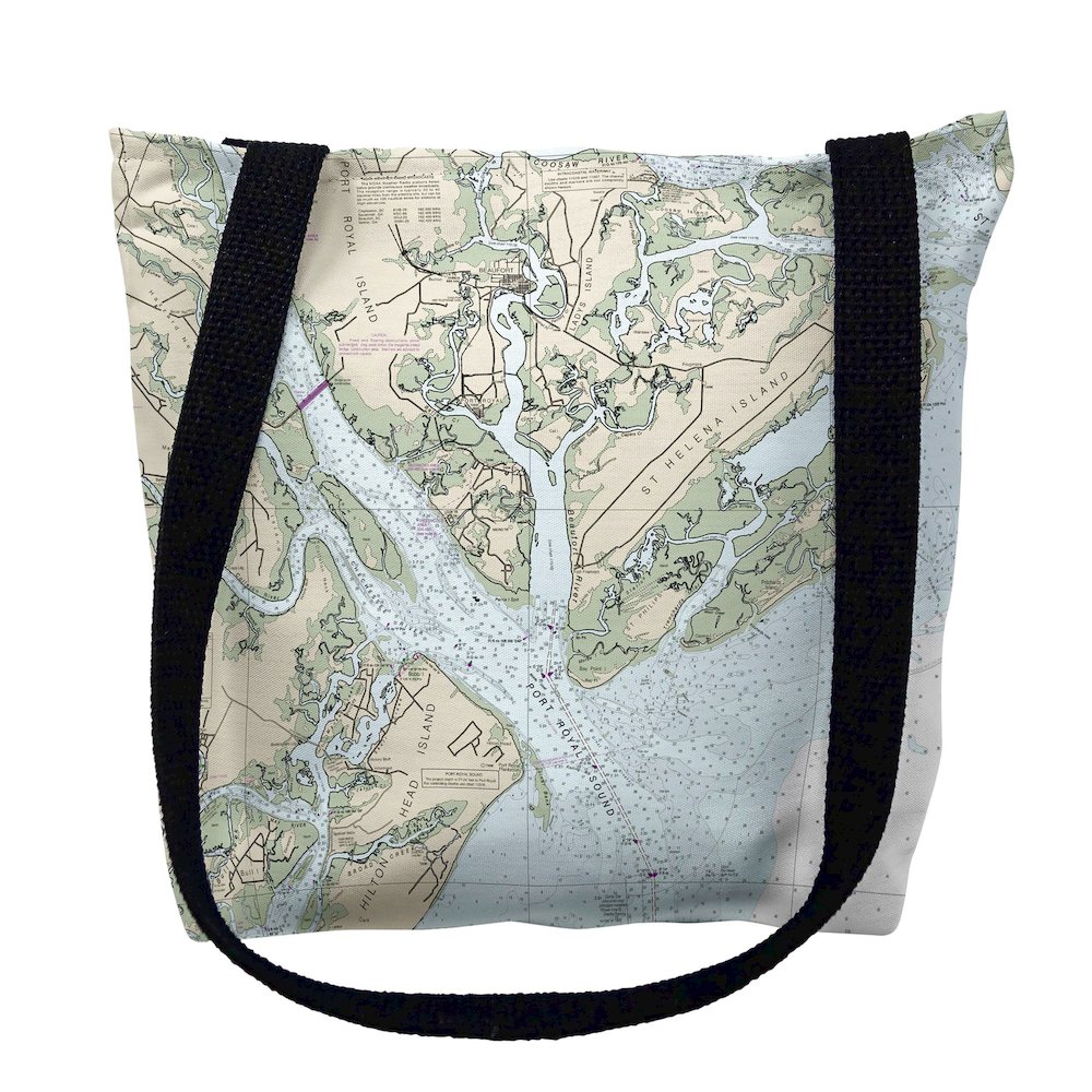 Beaufort, SC Nautical Map Medium Tote Bag 16x16. Picture 1