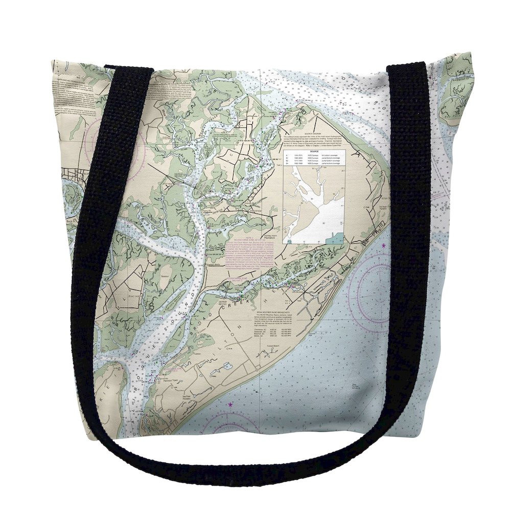 Hilton Head, SC Nautical Map Medium Tote Bag 16x16. Picture 1