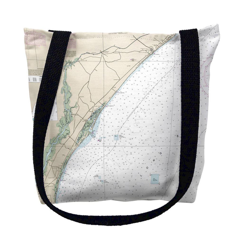 Pawleys Island, SC Nautical Map Medium Tote Bag 16x16. Picture 1