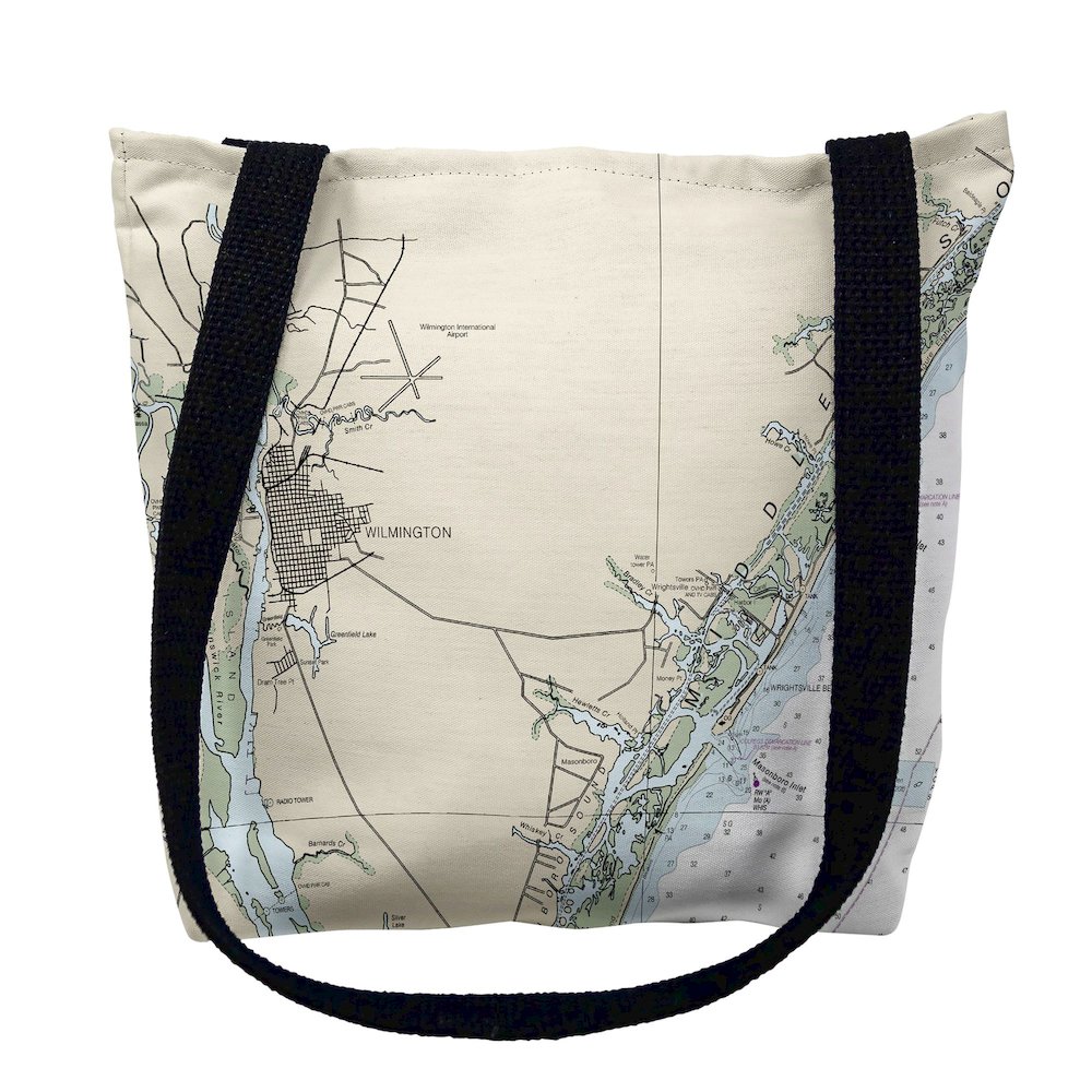 Wilmington - Wrightsville Beach, NC Nautical Map Medium Tote Bag 16x16. Picture 1