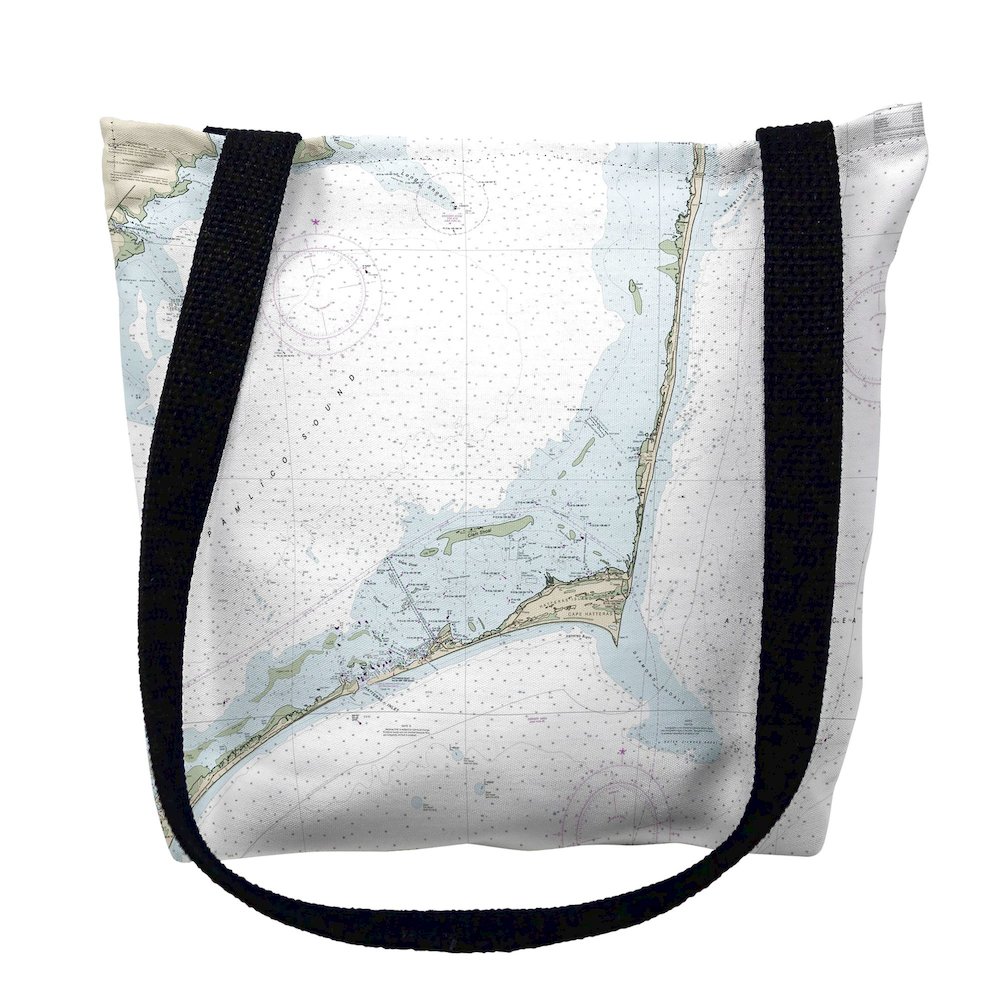 Cape Hatteras, NC Nautical Map Medium Tote Bag 16x16. Picture 1