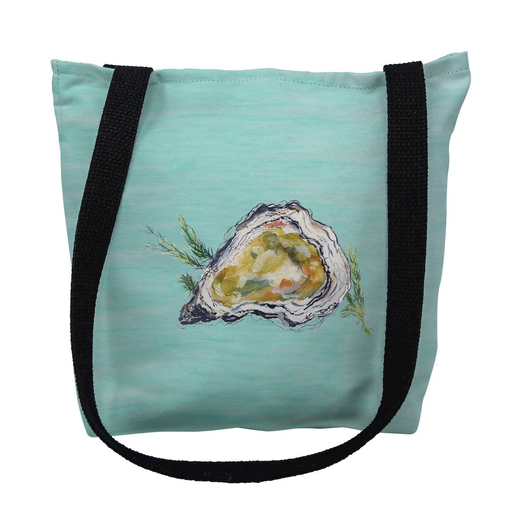 Oyster Shell on Aqua Large Tote Bag 18x18. Picture 1