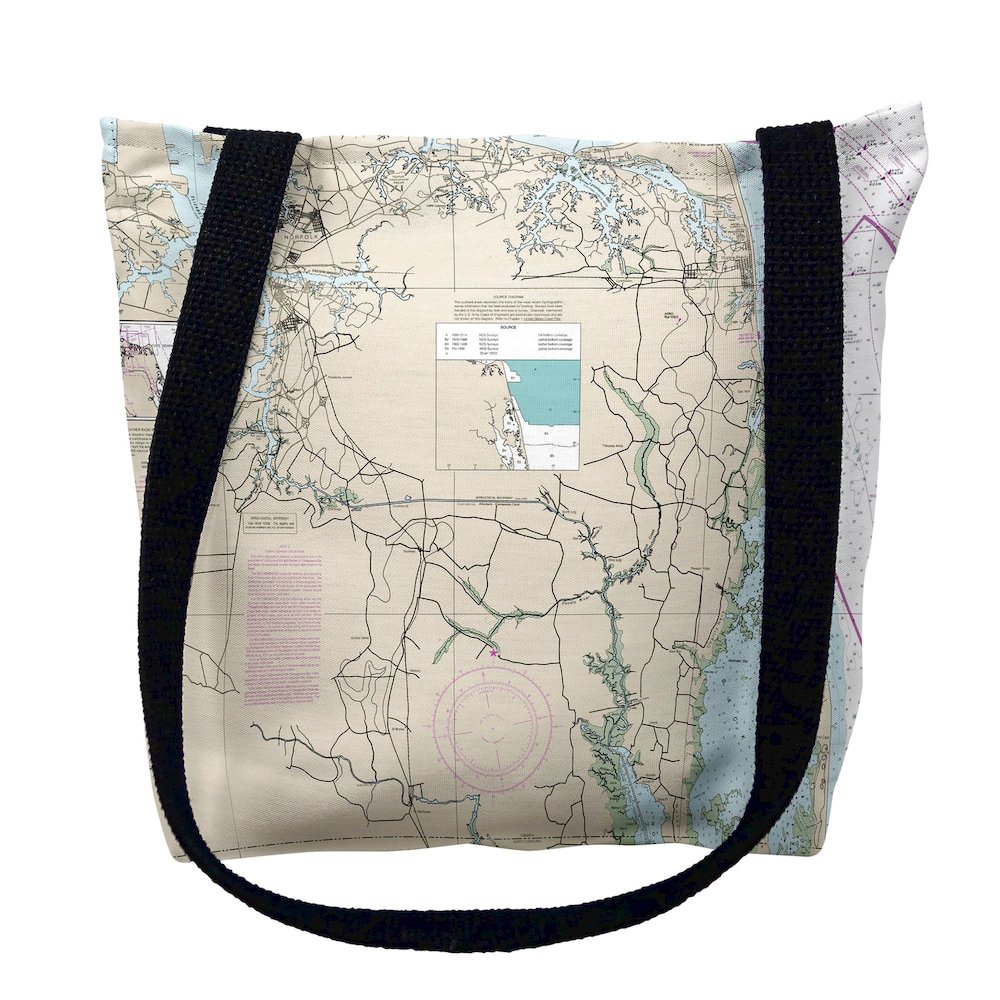 Muscongus Bay, ME Nautical Map Medium Tote Bag 16x16. Picture 1