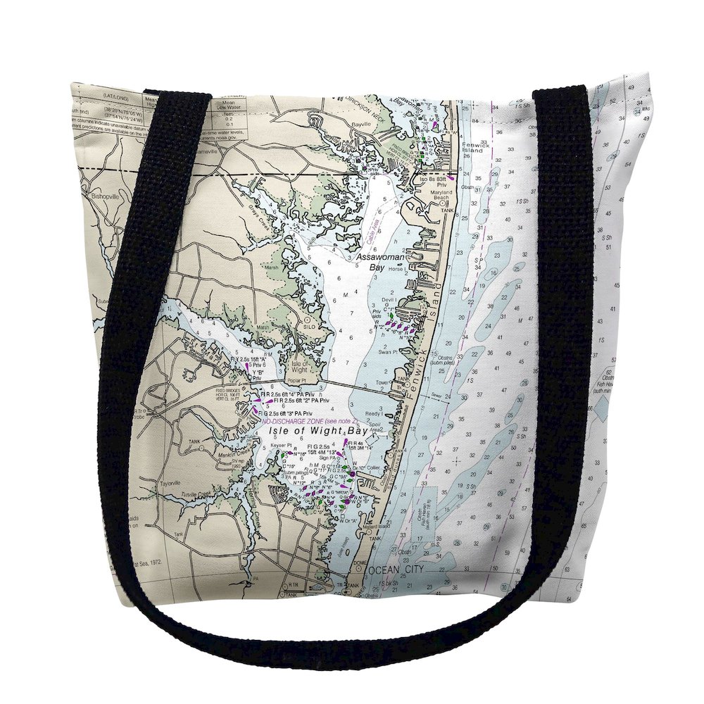 Fenwick Island to Chincoteague Inlet, VA Nautical Map Medium Tote Bag 16x16. Picture 1
