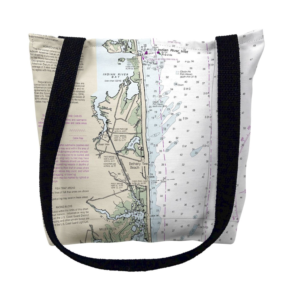 Bethany Beach, DE Nautical Map Medium Tote Bag 16x16. Picture 1