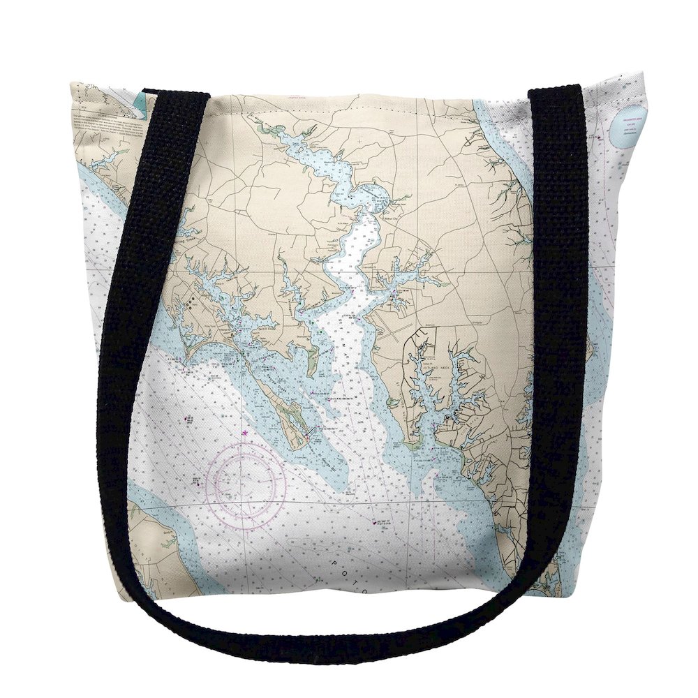 Leonardtown, MD Nautical Map Medium Tote Bag 16x16. Picture 1