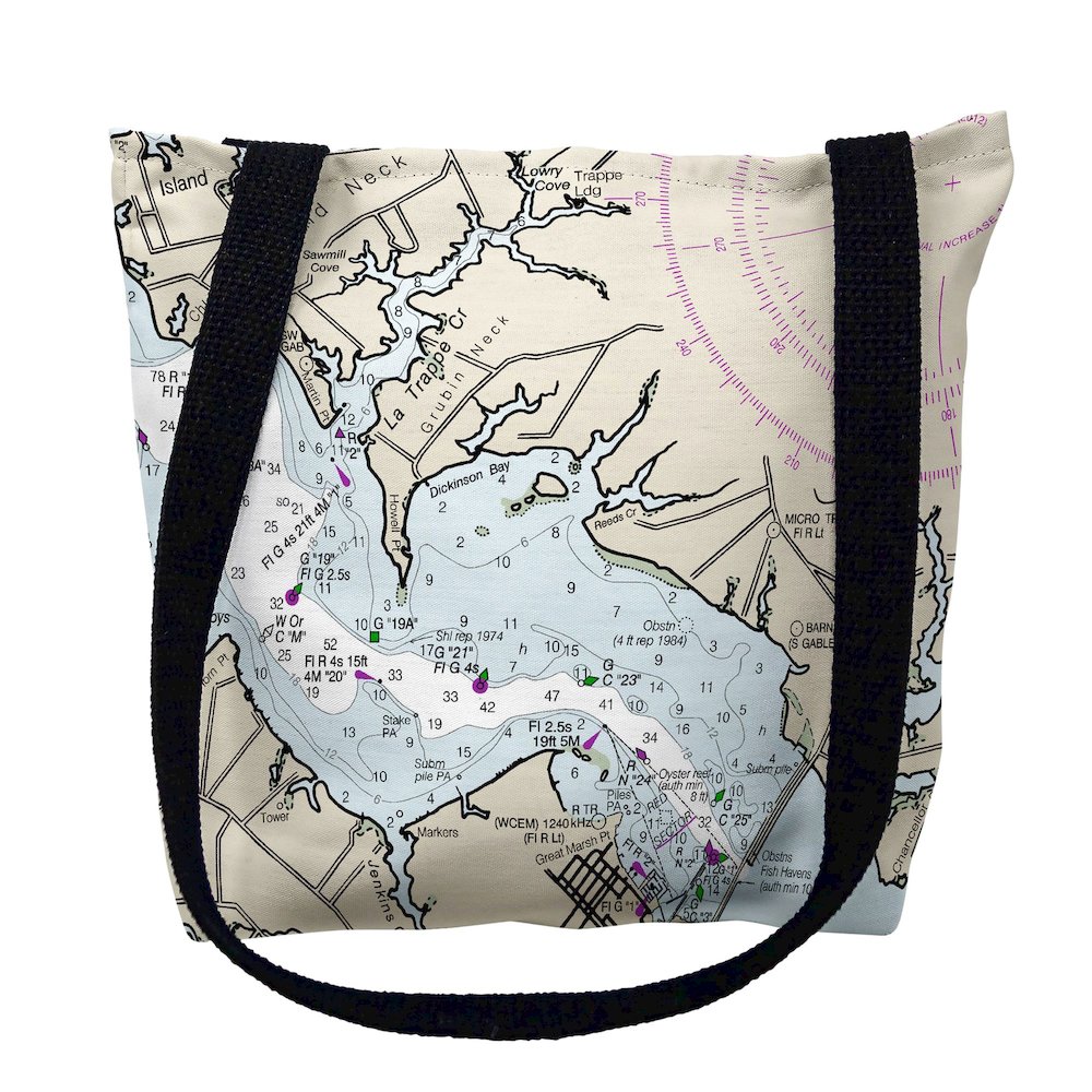 Cambridge, MD Nautical Map Medium Tote Bag 16x16. Picture 1