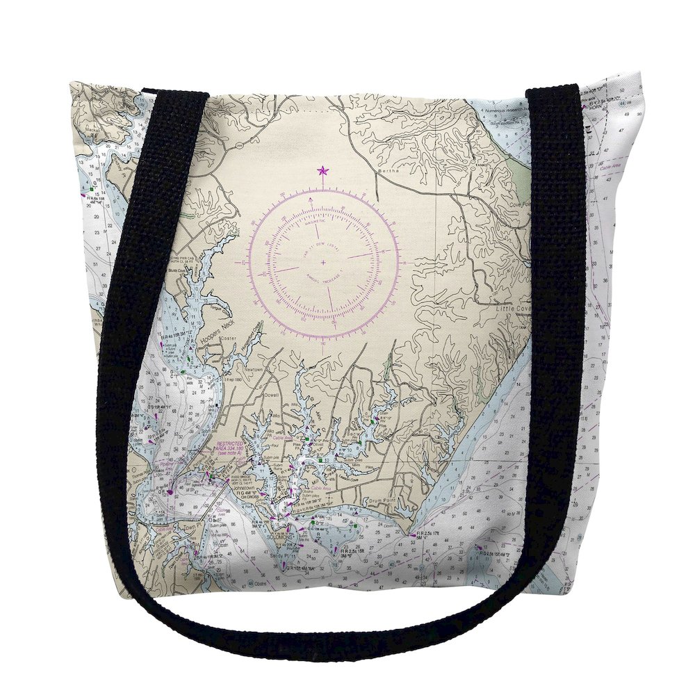 Slomons Island, MD Nautical Map Medium Tote Bag 16x16. Picture 1
