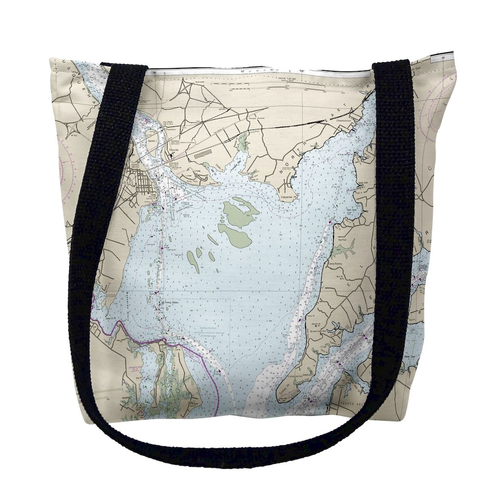 Head of Chesapeake Bay, MD Nautical Map Medium Tote Bag 16x16. Picture 1