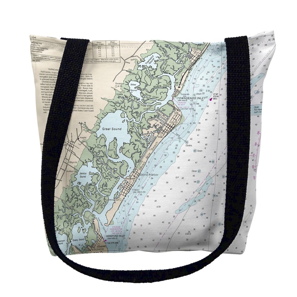 Avalon, NH Nautical Map Medium Tote Bag 16x16. Picture 1