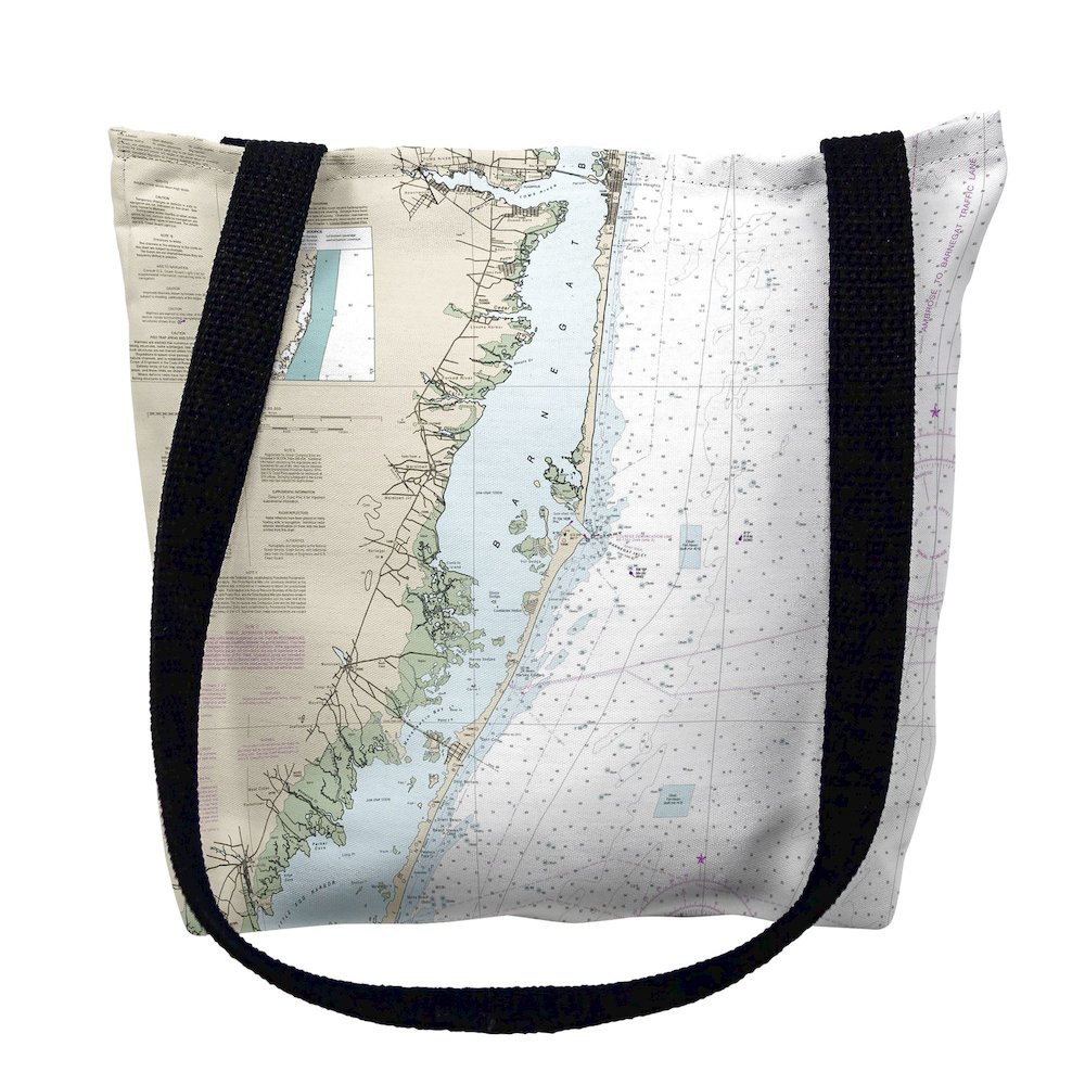 Long Beach, NJ Nautical Map Medium Tote Bag 16x16. Picture 1