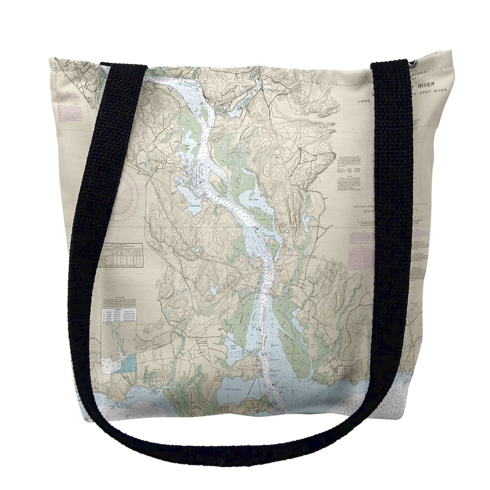 Connecticut River, CT Nautical Map Medium Tote Bag 16x16. Picture 1