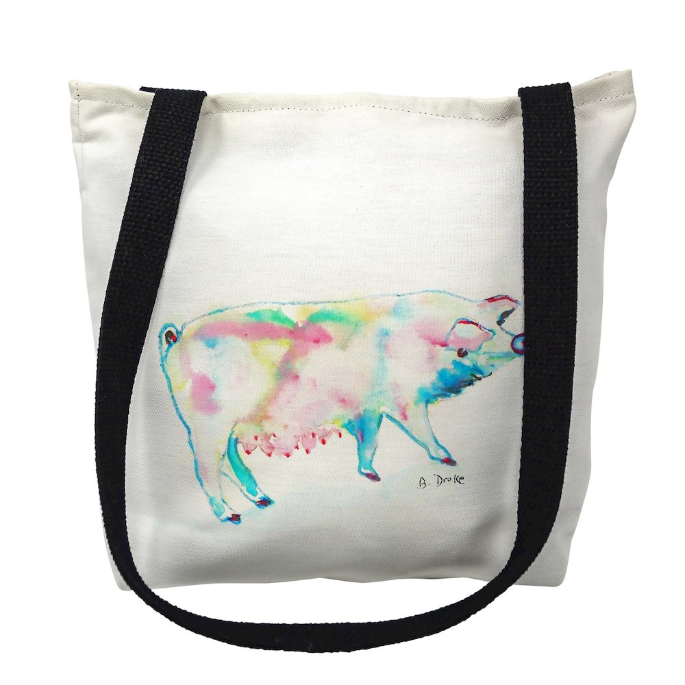 Pink Pig Medium Tote Bag 16x16. Picture 1