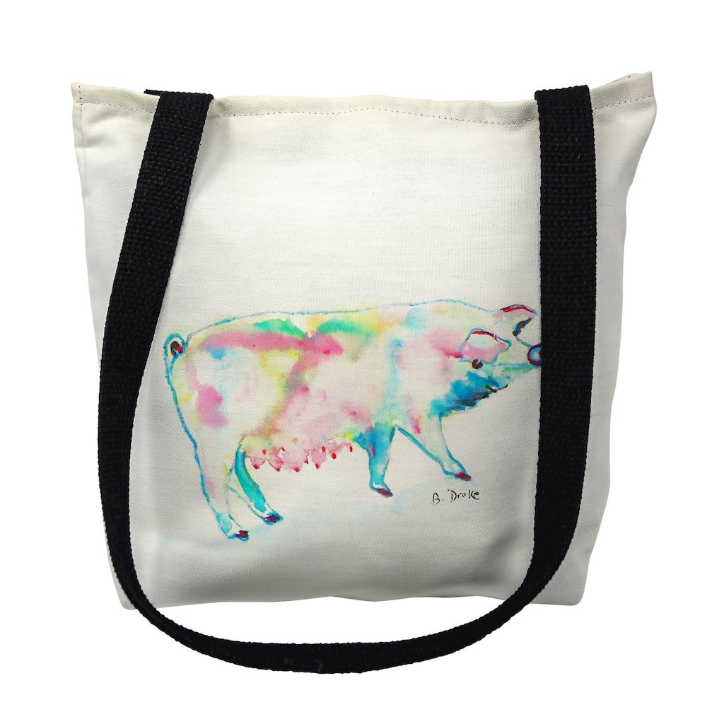 Pink Pig Small Tote Bag 13x13. Picture 1