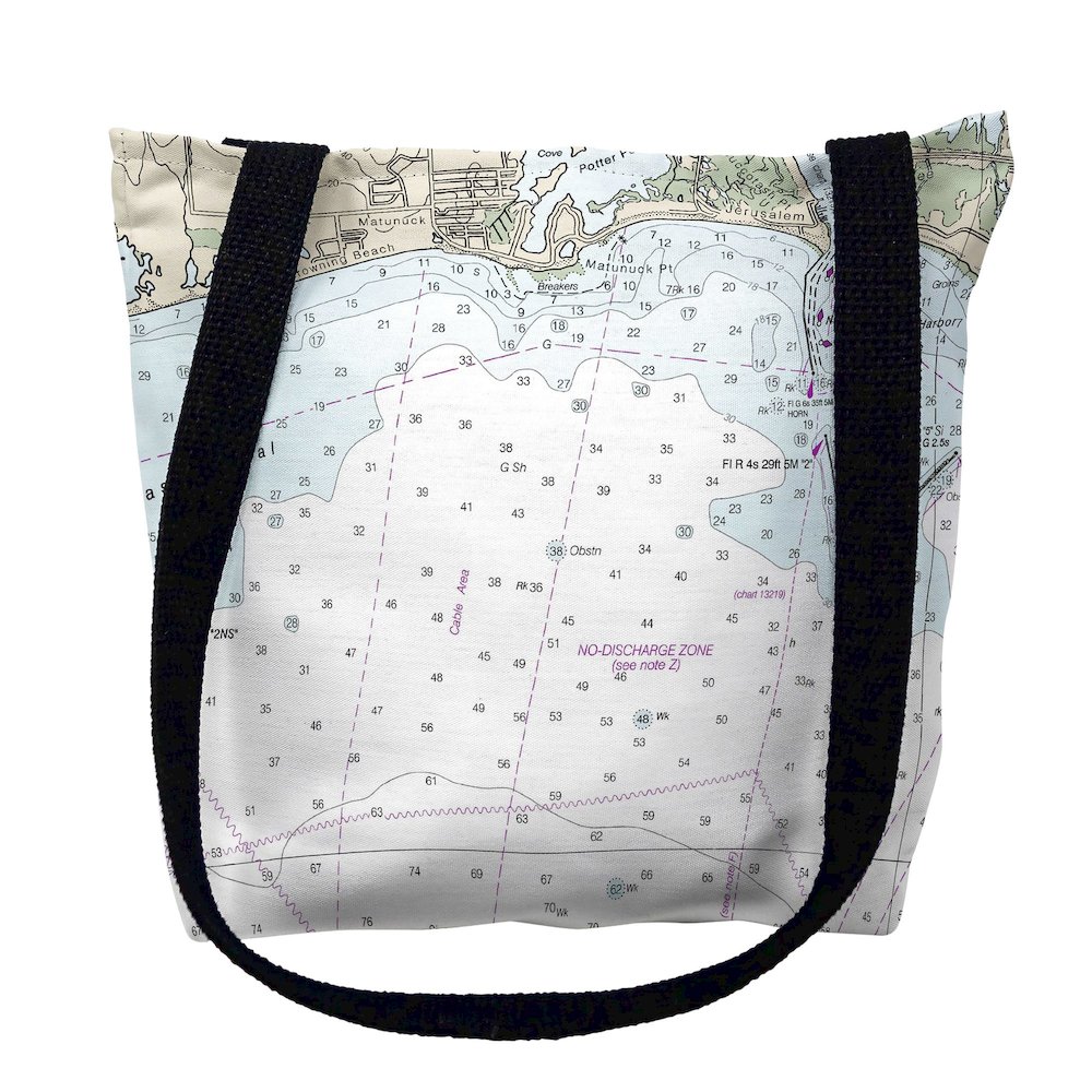 Block Island Sound - Matunuck, RI Nautical Map Medium Tote Bag 16x16. Picture 1
