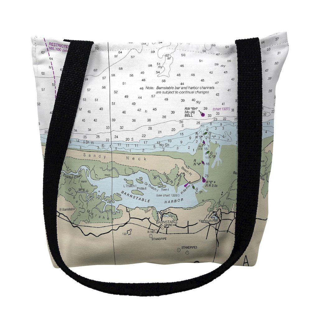 Cape Cod - Sandy Neck, MA Nautical Map Medium Tote Bag 16x16. Picture 1