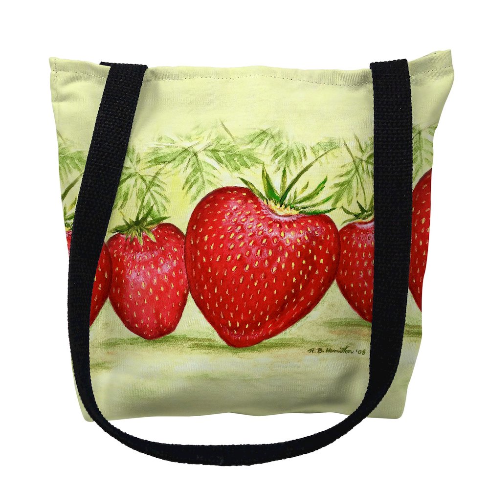Strawberries Small Tote Bag 13x13. Picture 1
