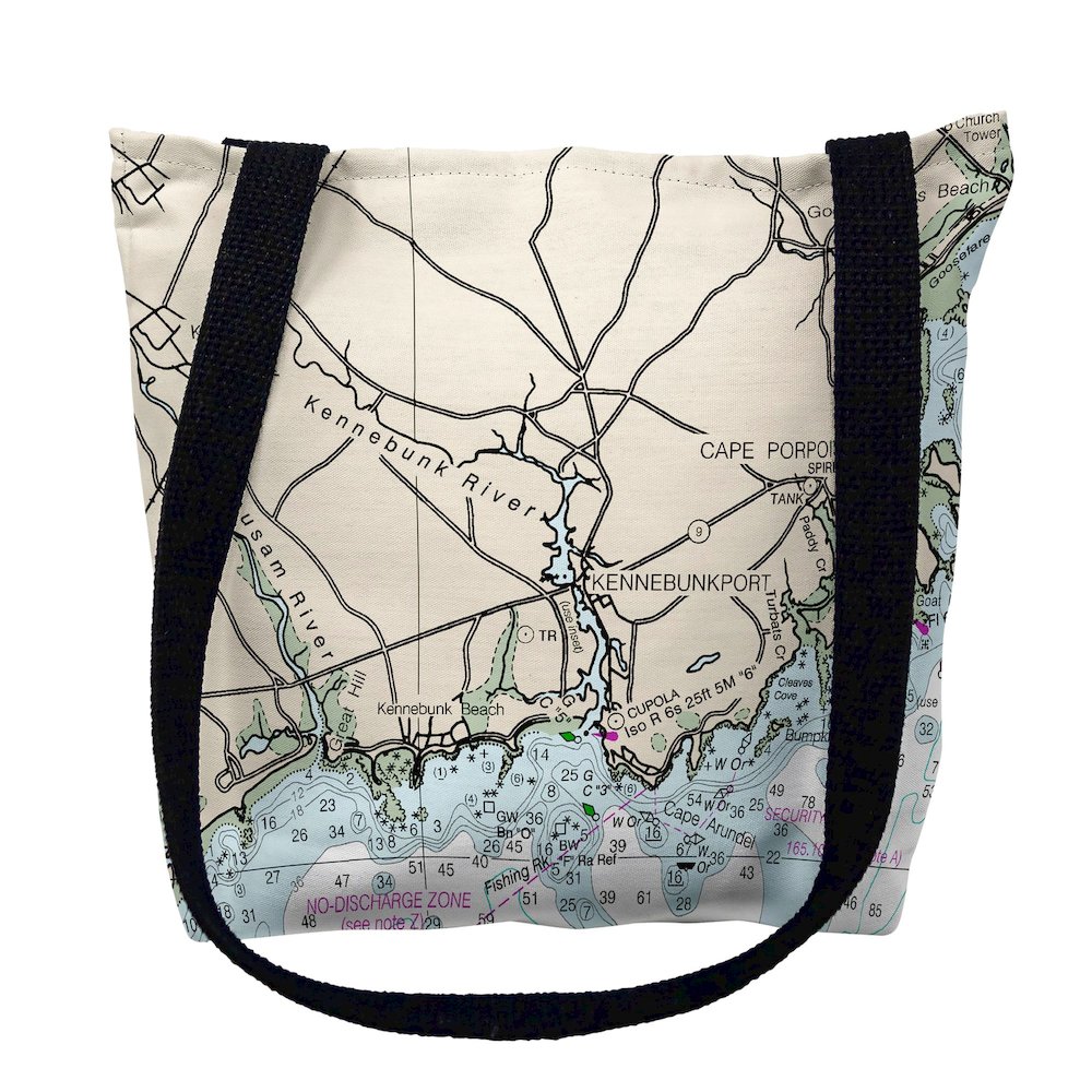 Kennebunckport, ME Nautical Map Medium Tote Bag 16x16. Picture 1