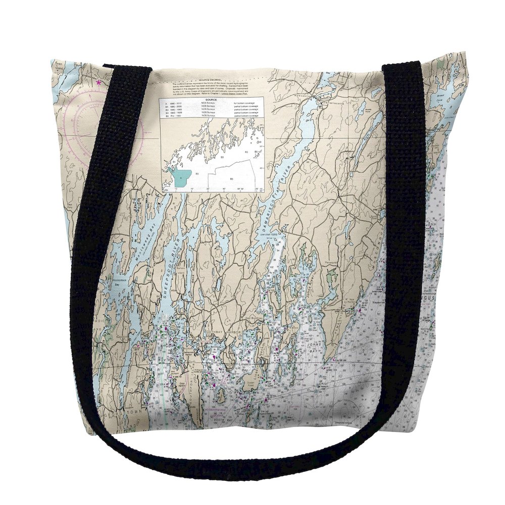 Southport - Pemaquid, ME Nautical Map Medium Tote Bag 16x16. Picture 1