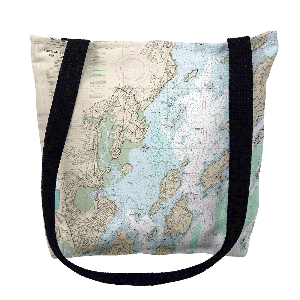 Portland Harbor and Vacinity, ME Nautical Map Medium Tote Bag 16x16. Picture 1