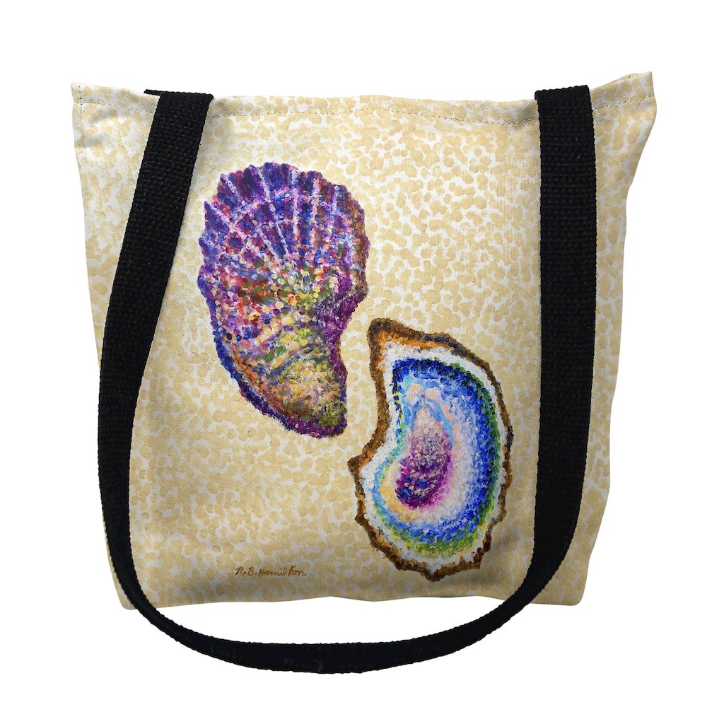 Two Oysters Small Tote Bag 13x13. Picture 1