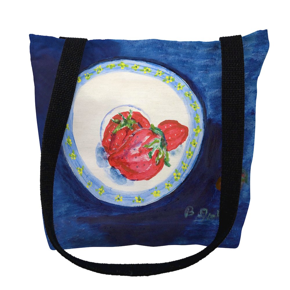 Strawberry Plate Large Tote Bag 18x18. Picture 1