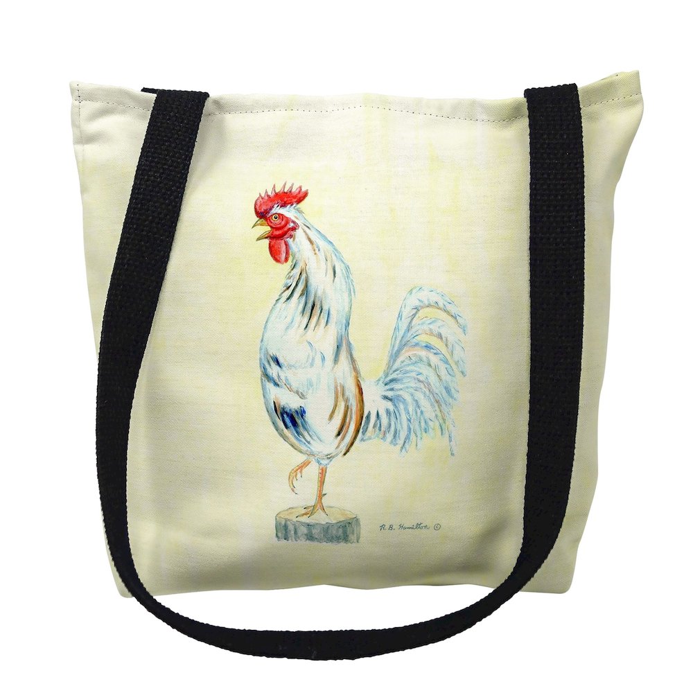 White Rooster on Yellow Medium Tote Bag 16x16. Picture 1