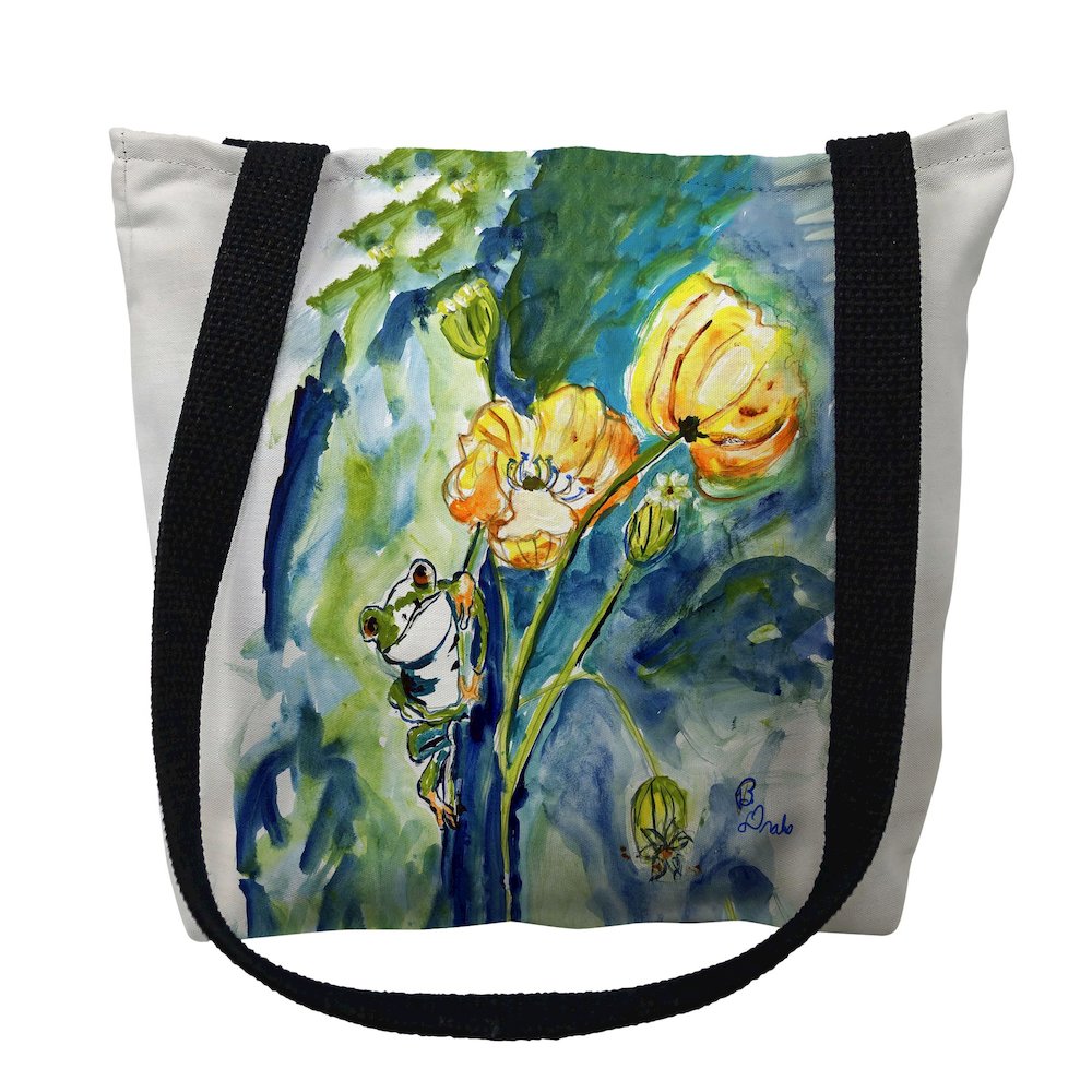 Frog & Flower Small Tote Bag 13x13. Picture 1