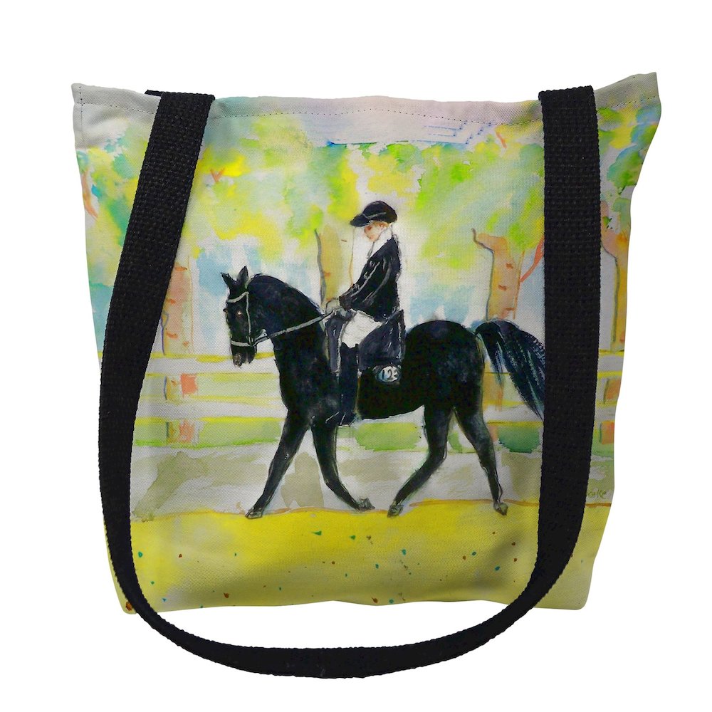 Black Horse & Rider Medium Tote Bag 16x16. Picture 1
