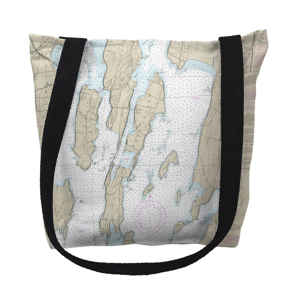 North Hero Island, VT Nautical Map Medium Tote Bag 16x16. Picture 1