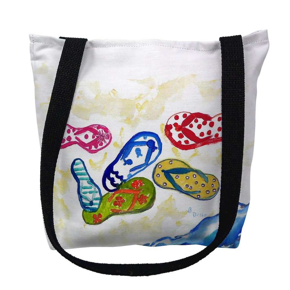 Six Flip Flops Large Tote Bag 18x18. Picture 1