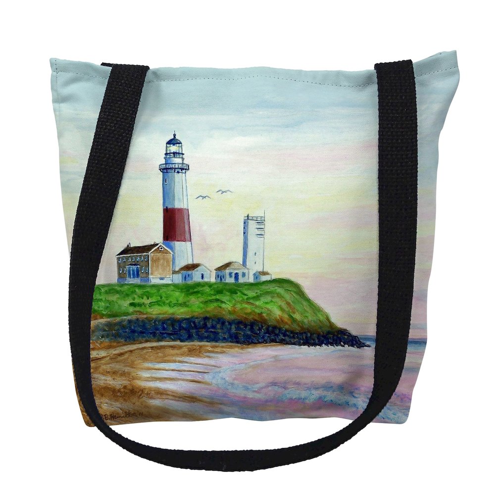 Montauk Lighthouse, NY Medium Tote Bag 16x16. Picture 1