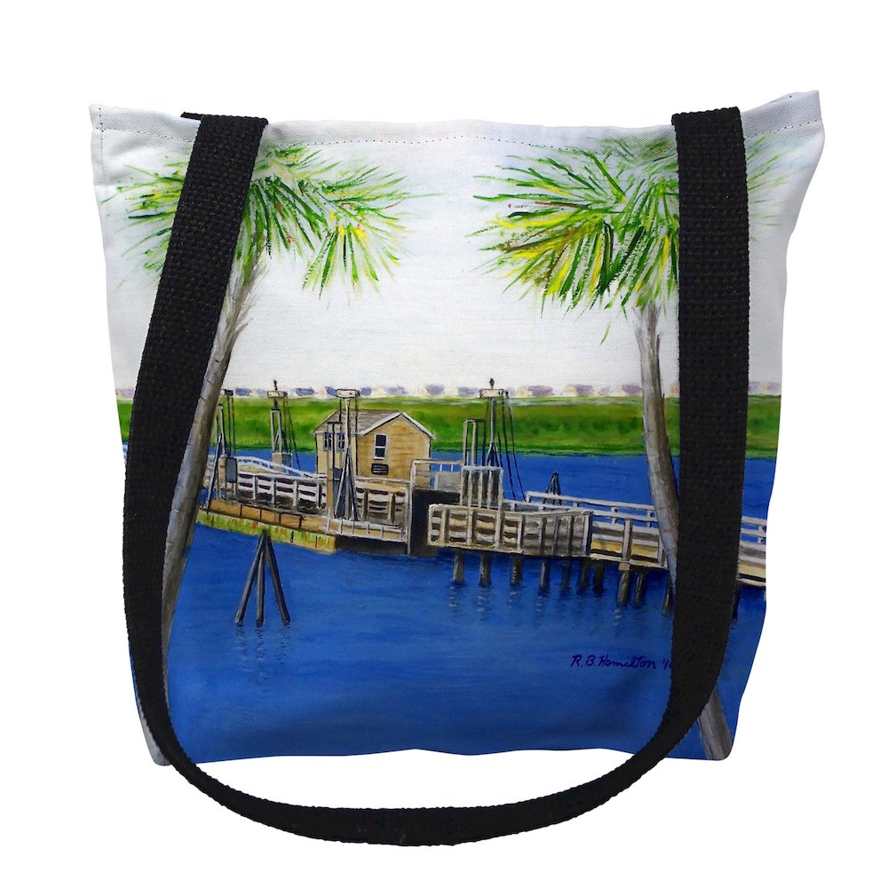 Sunset Beach, NC Bridge Medium Tote Bag 16x16. Picture 1