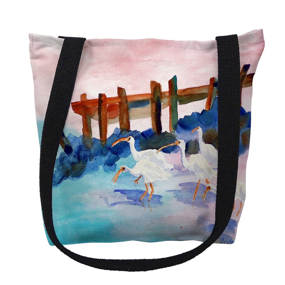 White Ibises Medium Tote Bag 16x16. Picture 1