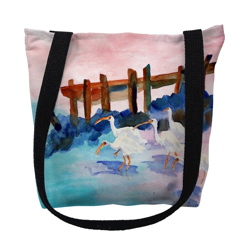 White Ibises Small Tote Bag 13x13. Picture 1
